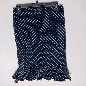 Vintage Y2K Ralph Ralph Lauren Black White Striped Pencil Skirt W Ruffle Trim 2
